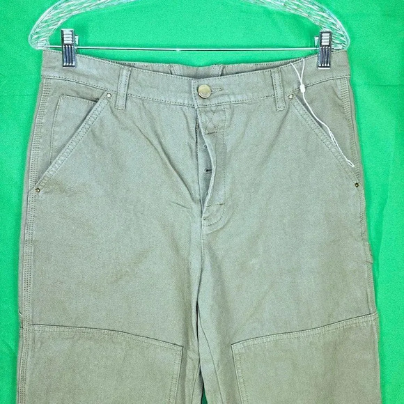 NWOT Tory Burch Womens Olive Green Straight Leg Cargo Pants 28 - Picture 3 of 7